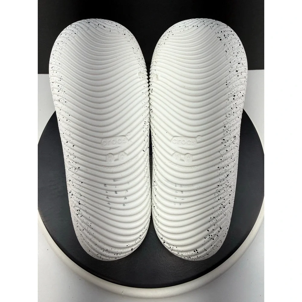 Crocs Mellow Recovery Speckle Slides Mens Size 7 White Slip On Comfort Sandals - Picture 9 of 12